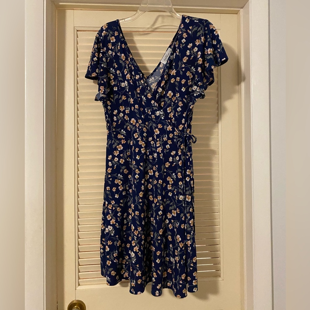 Kaileigh Blue and White Ruched Wrap Maxi Dress